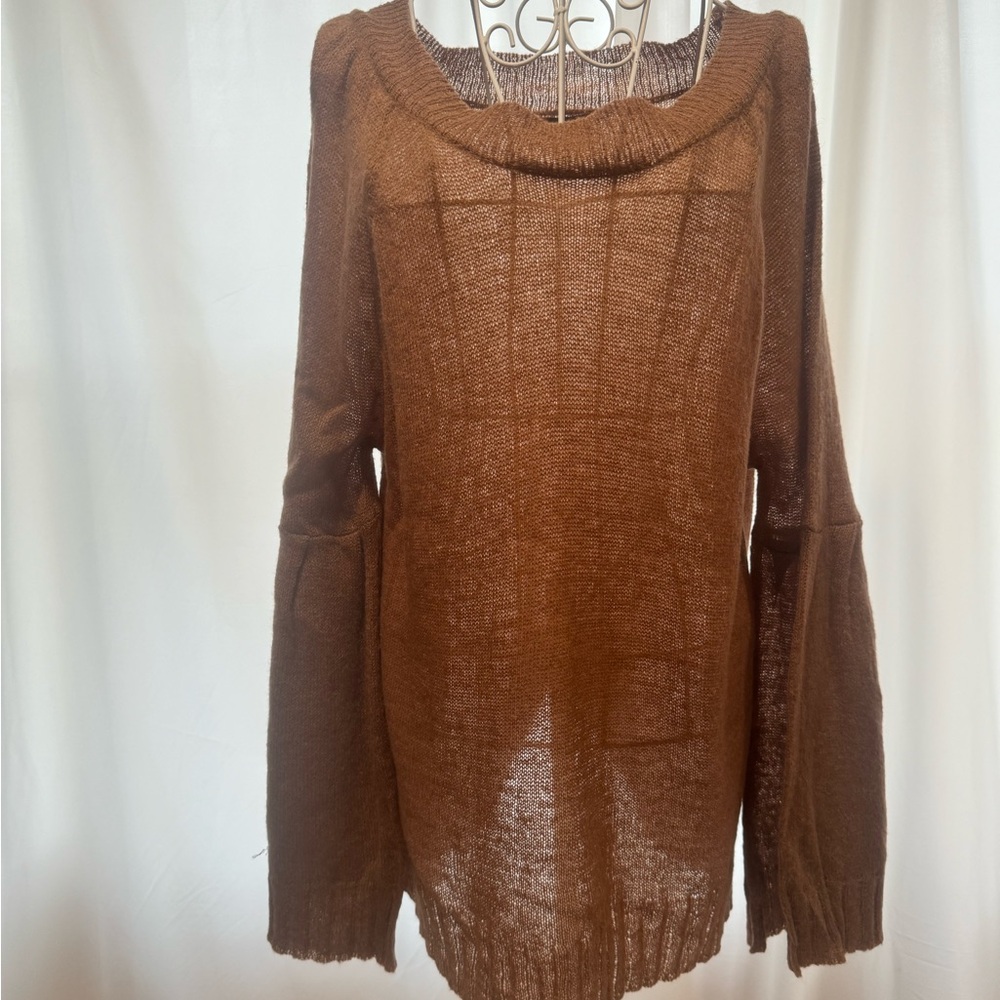 POL semi-sheer bell-sleeve sweater